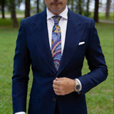 Black With Purple Blue Yellow Paisley Necktie