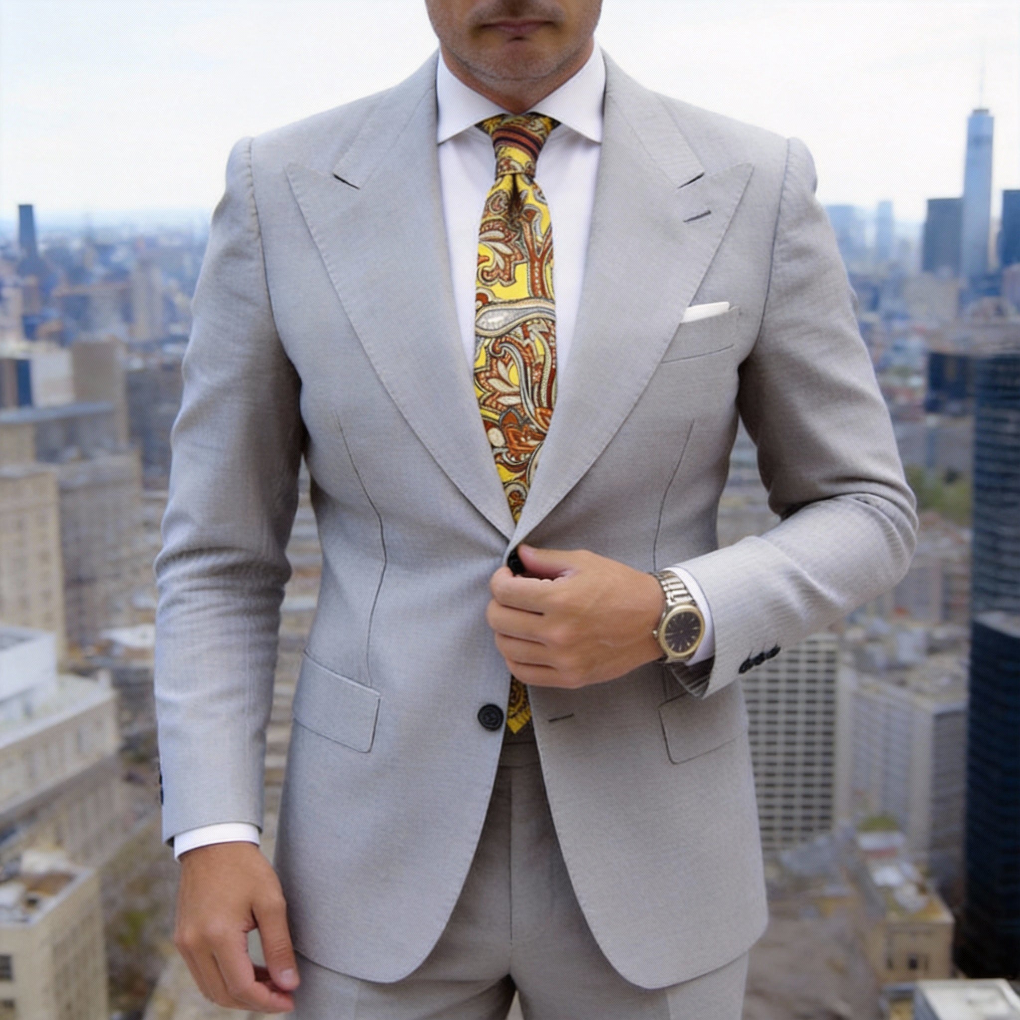 Yellow With Brown Paisley Necktie