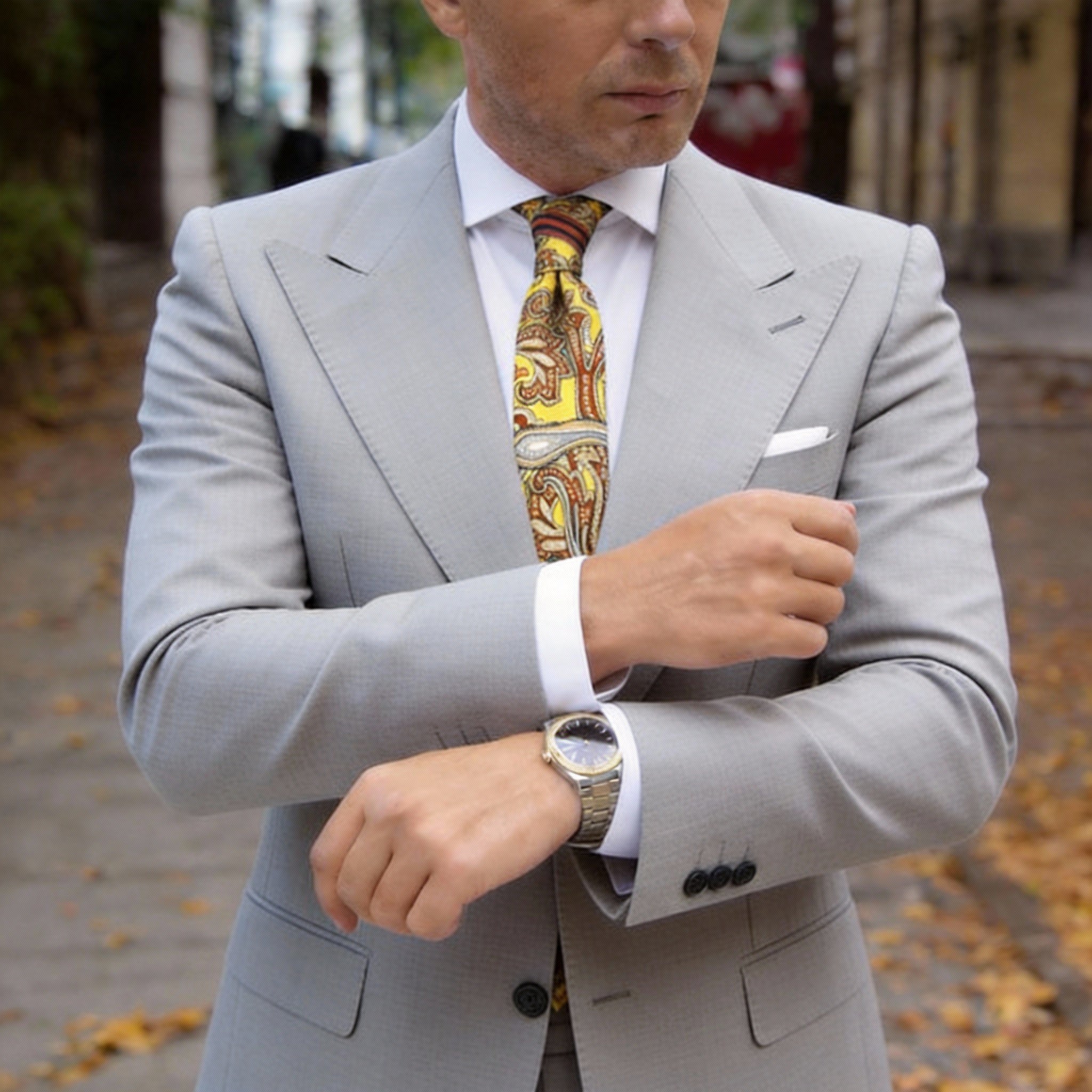 Yellow With Brown Paisley Necktie