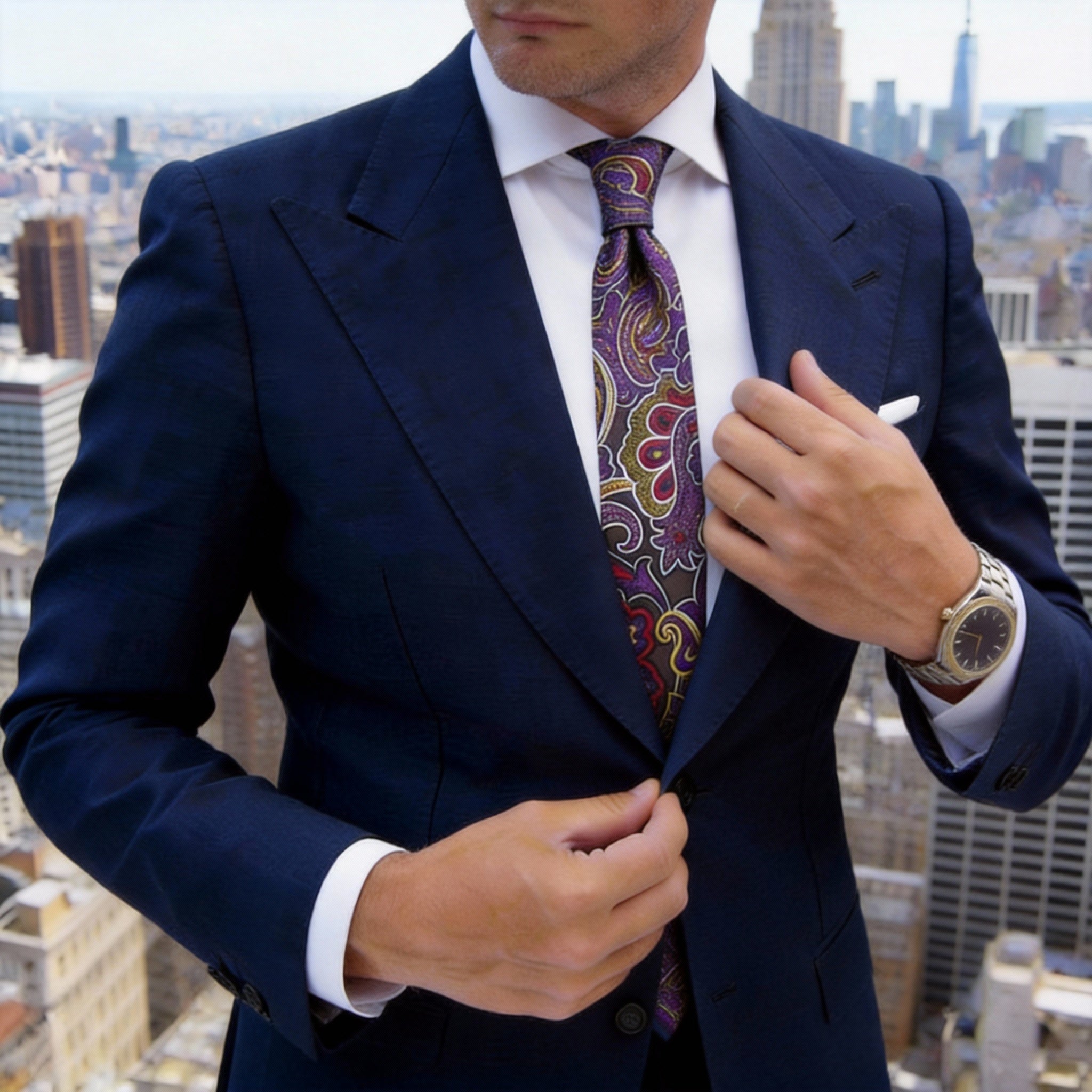 Brown With Purple Paisley Necktie