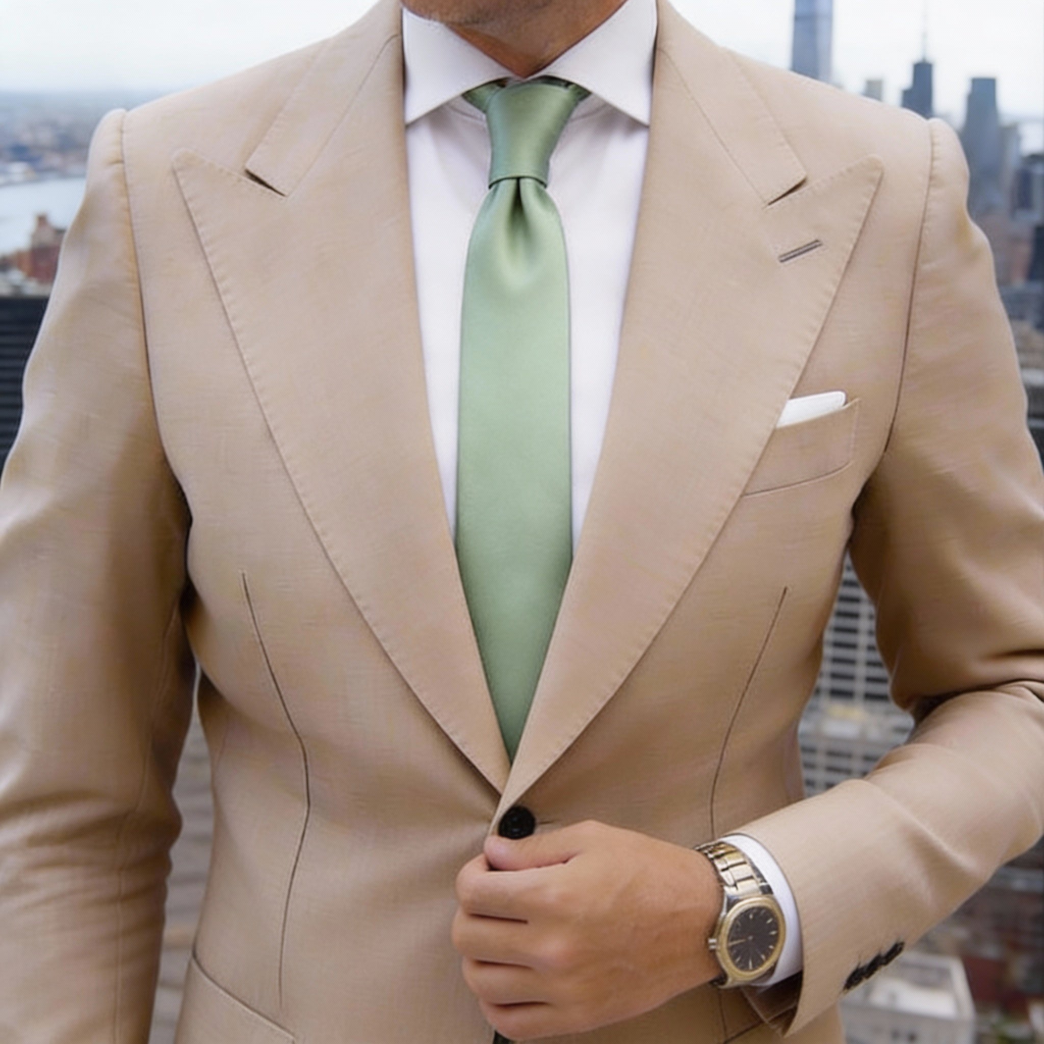 Teal With Blue White Stripes Necktie