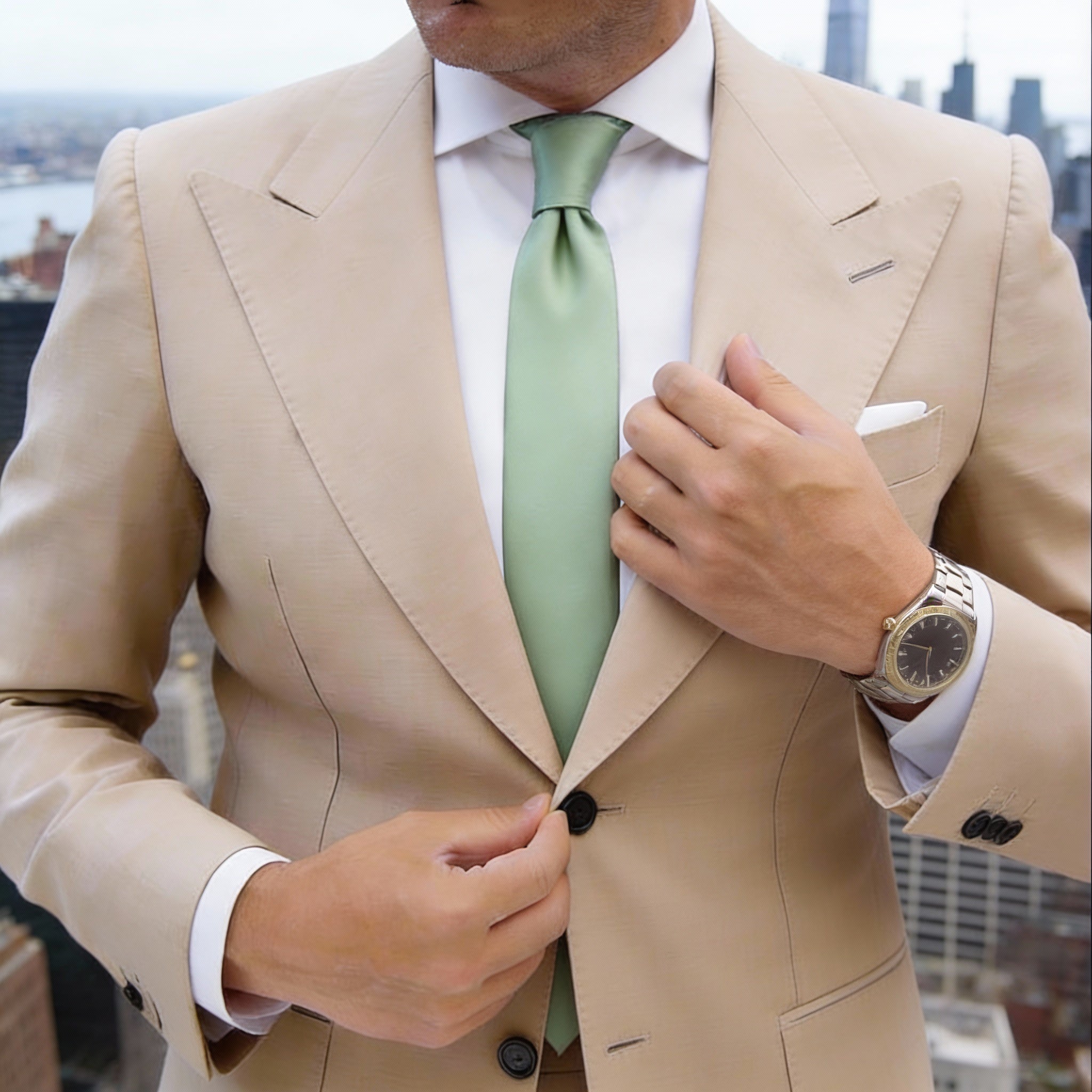 Teal With Blue White Stripes Necktie