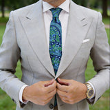 Navy Blue With Green Paisley Necktie