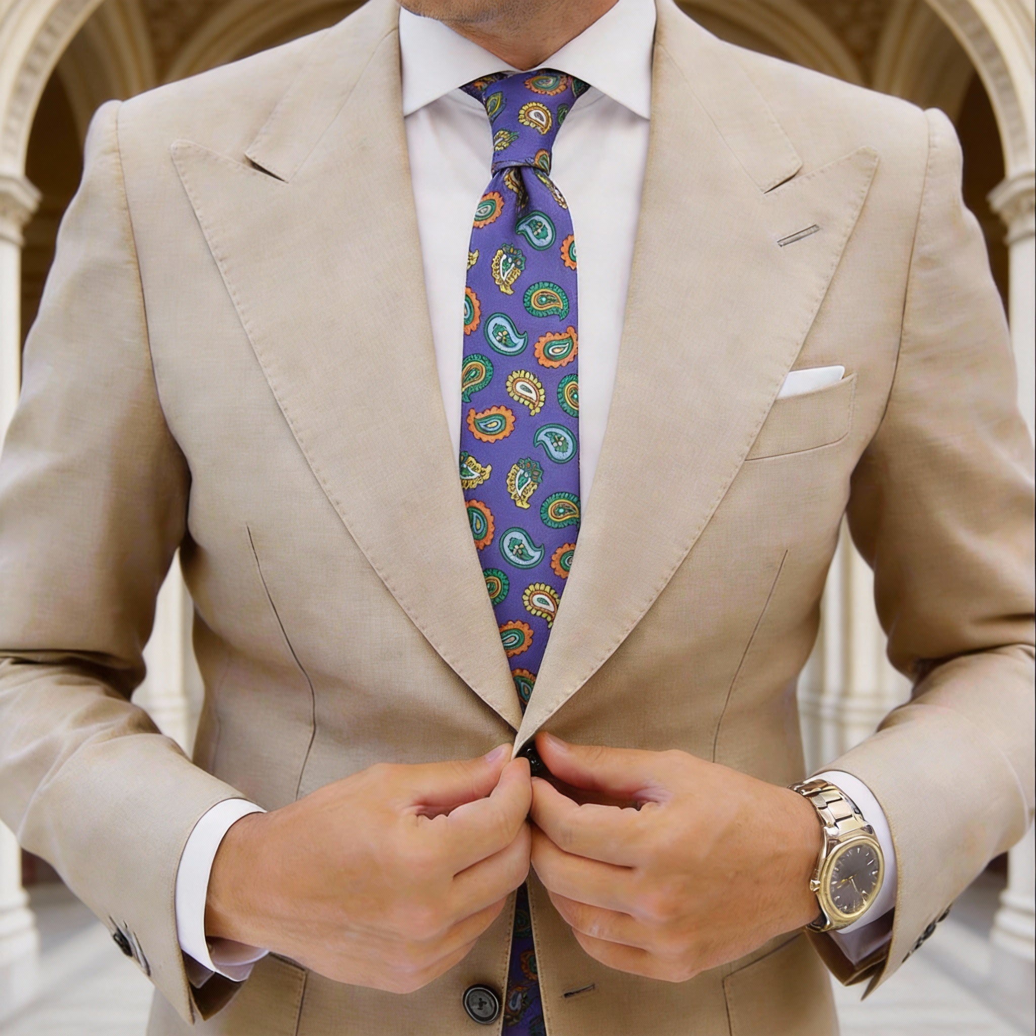 Purple With Multicolor Paisley Necktie