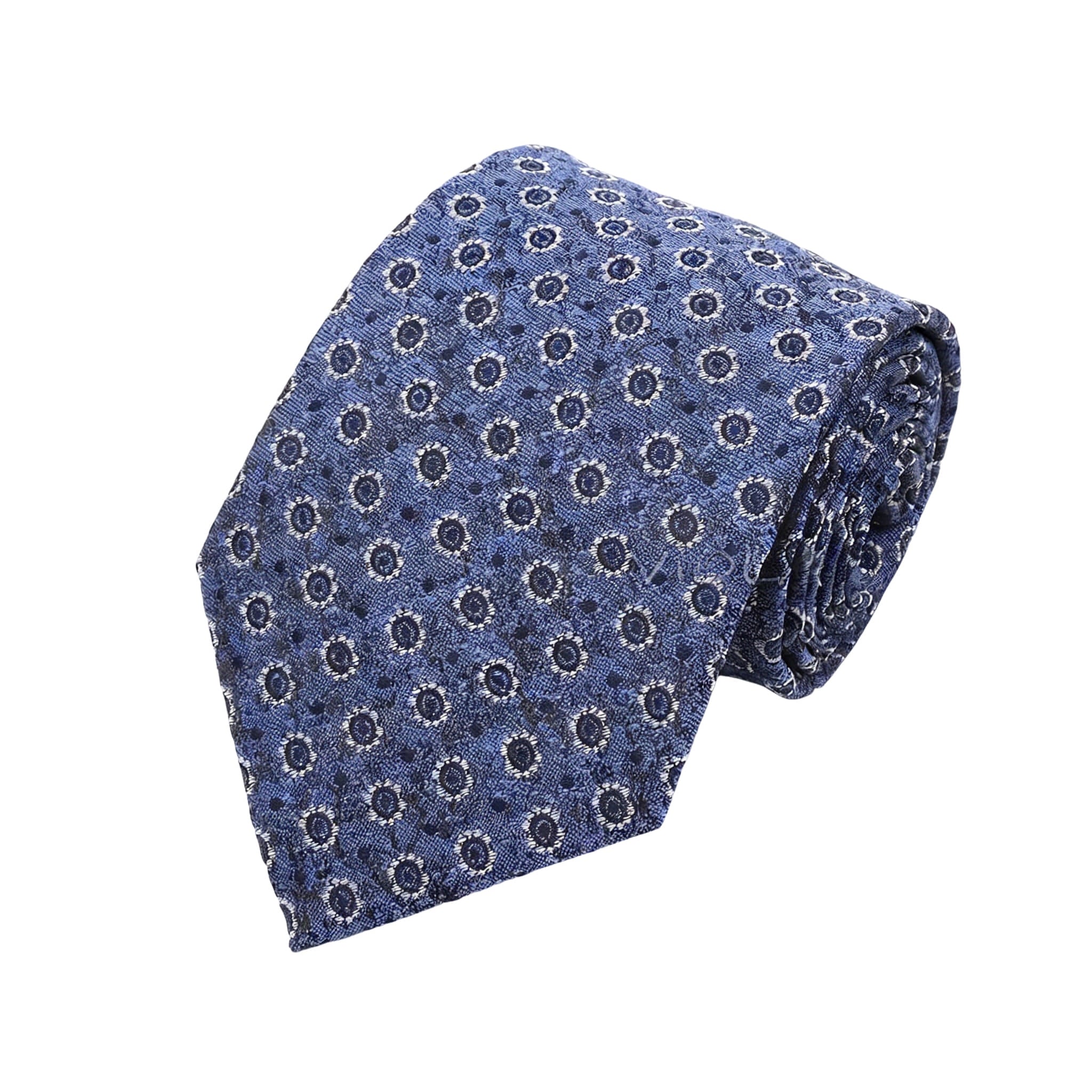 Blue White Polka Dot Floral Necktie