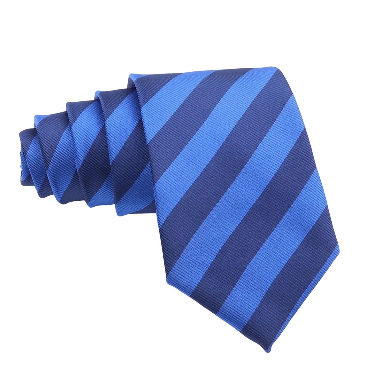 Blue Necktie With White Stripes