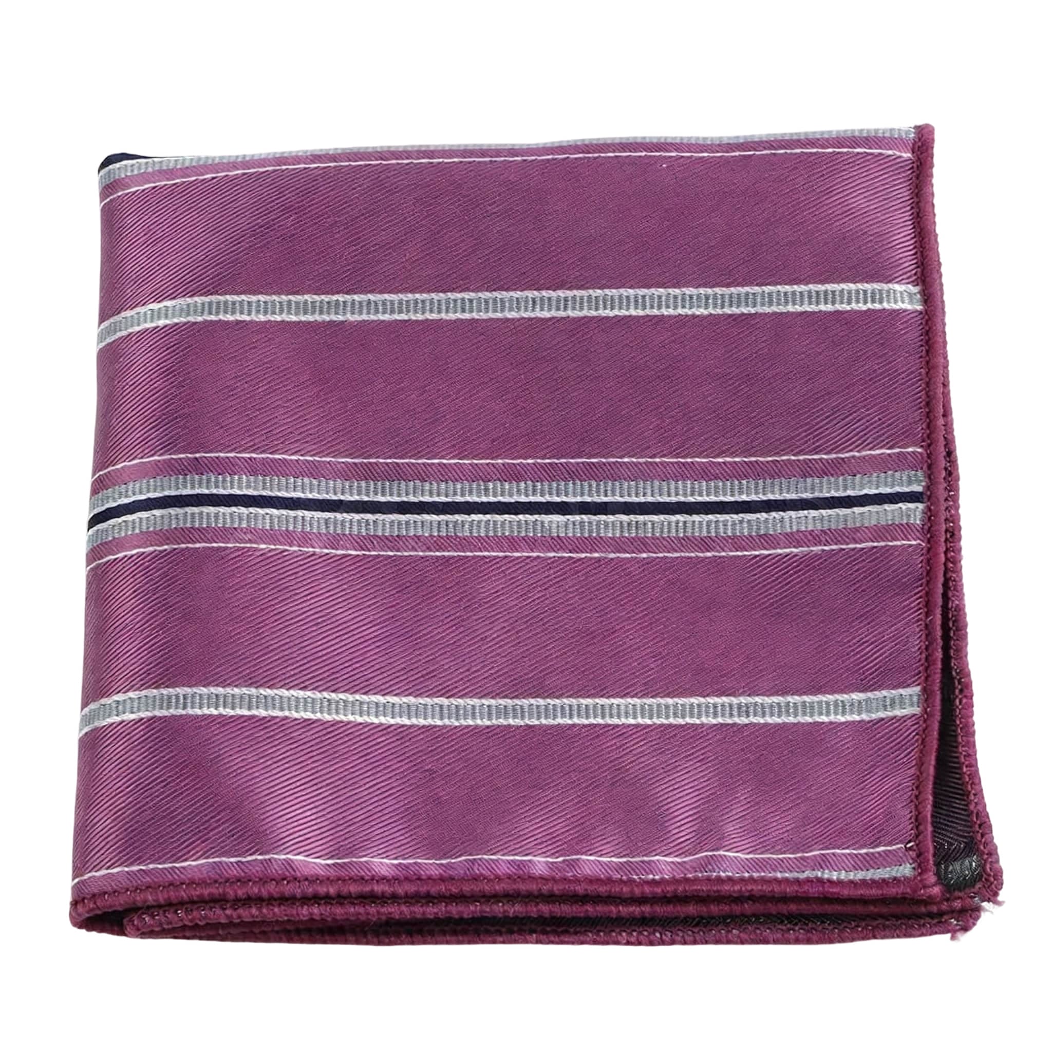 Purple Gray Striped Pocket Square
