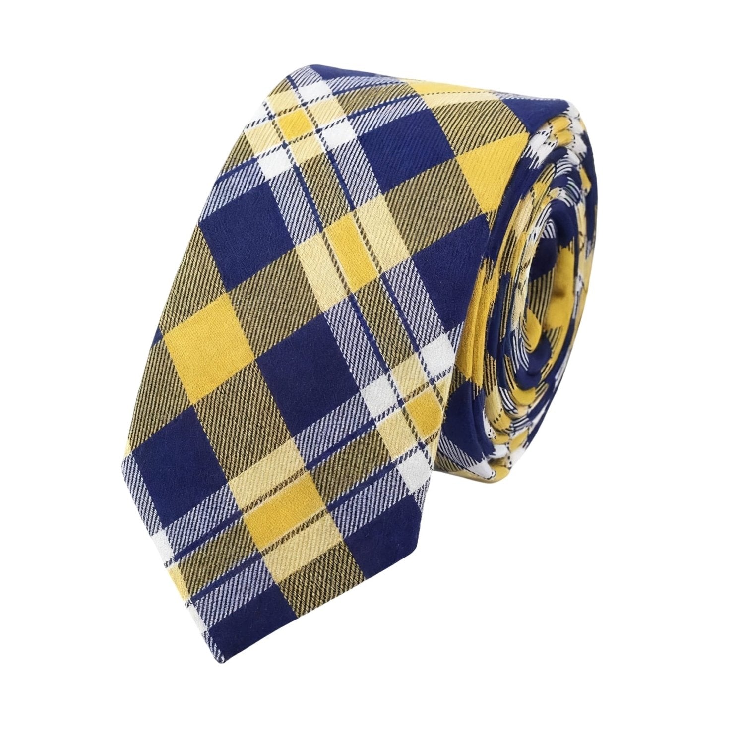 Blue With Yellow White Plaid Necktie