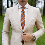 Orange With Blue Stripe Necktie