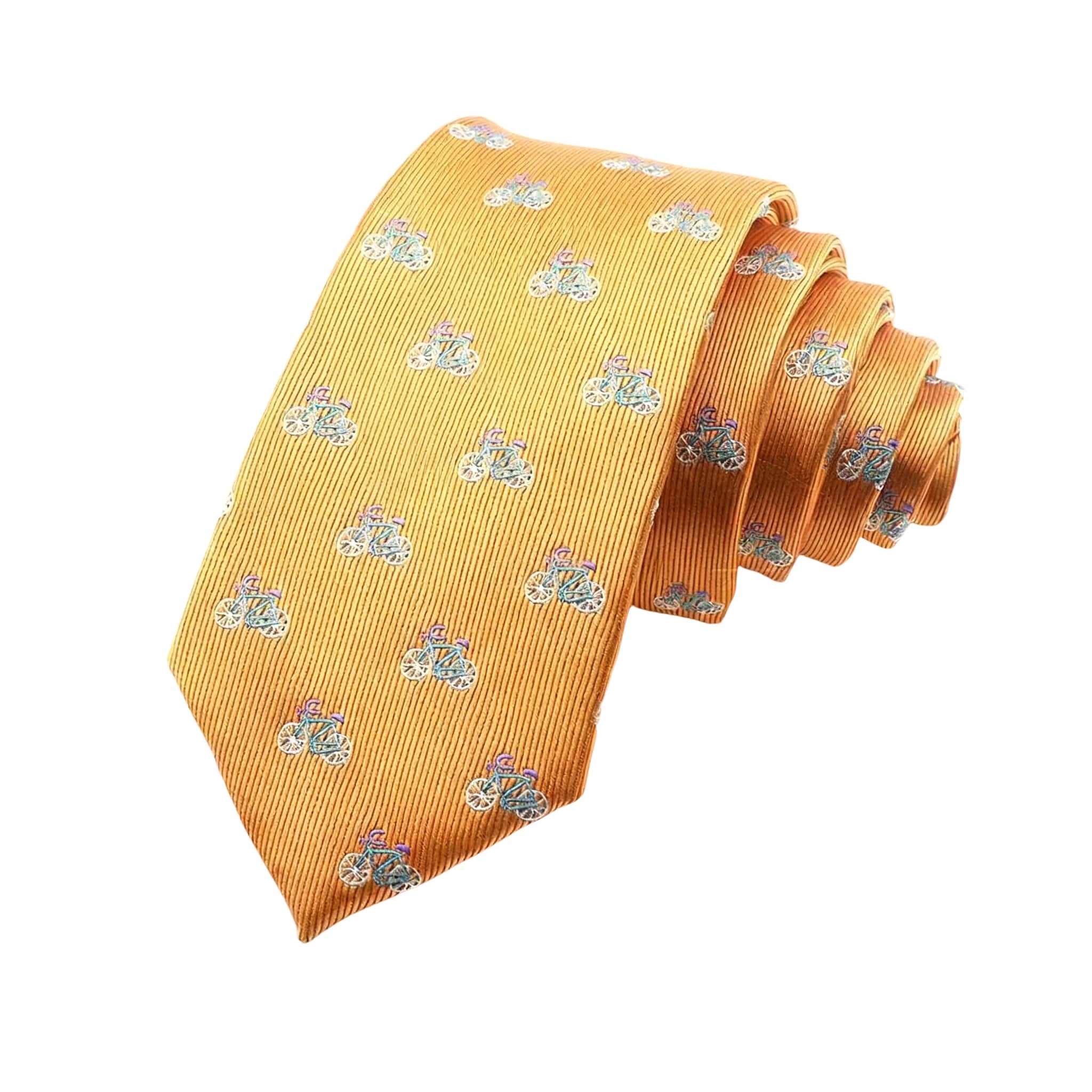 Gold Blue Bicycle Necktie