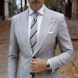 Gray With Navy Striped Necktie