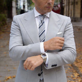 Gray With Navy Striped Necktie