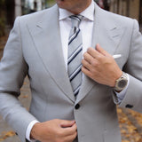 Gray With Navy Striped Necktie