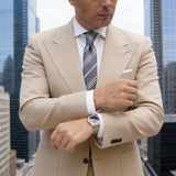 Gray With White Navy Striped Necktie