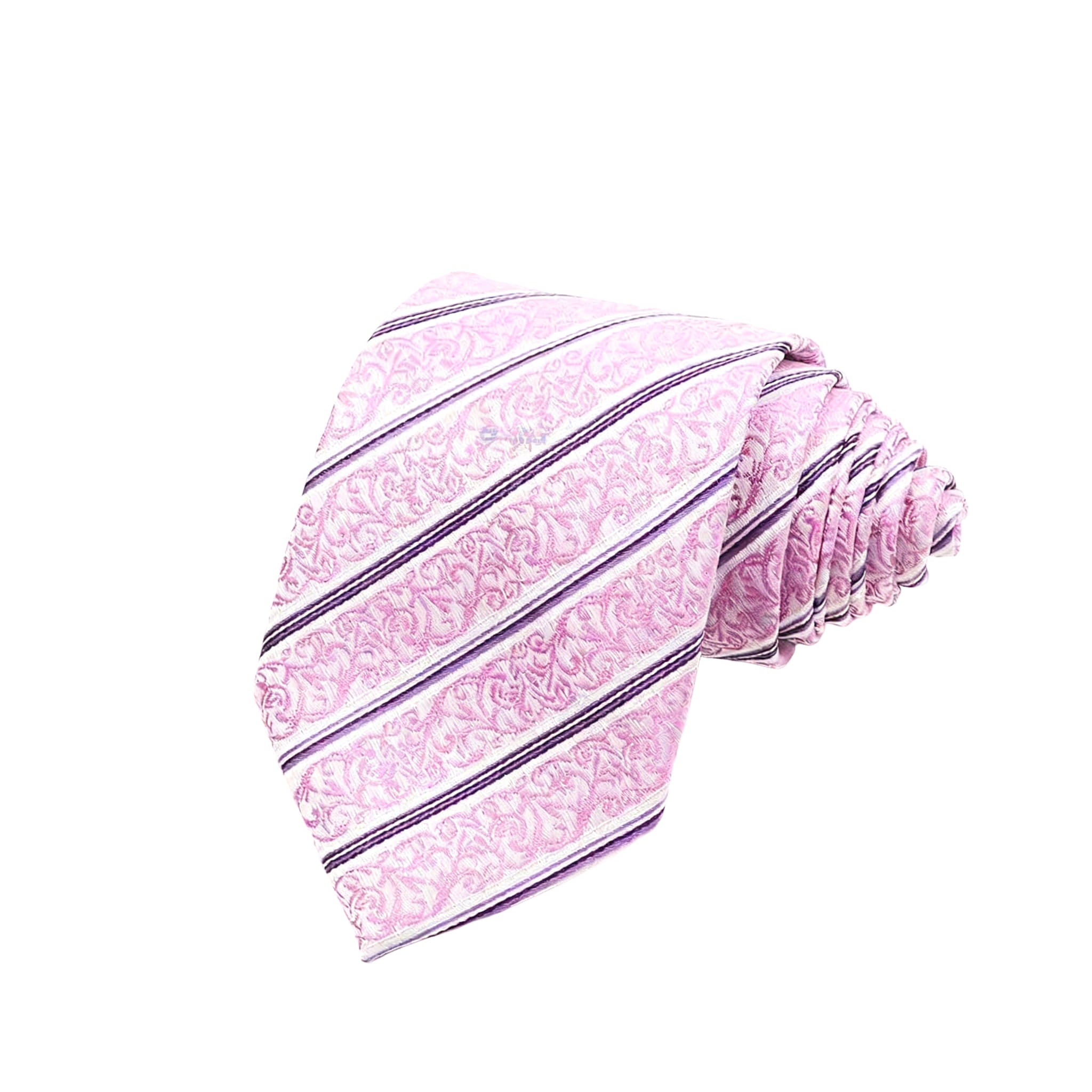 Pink Purple Floral Striped Necktie