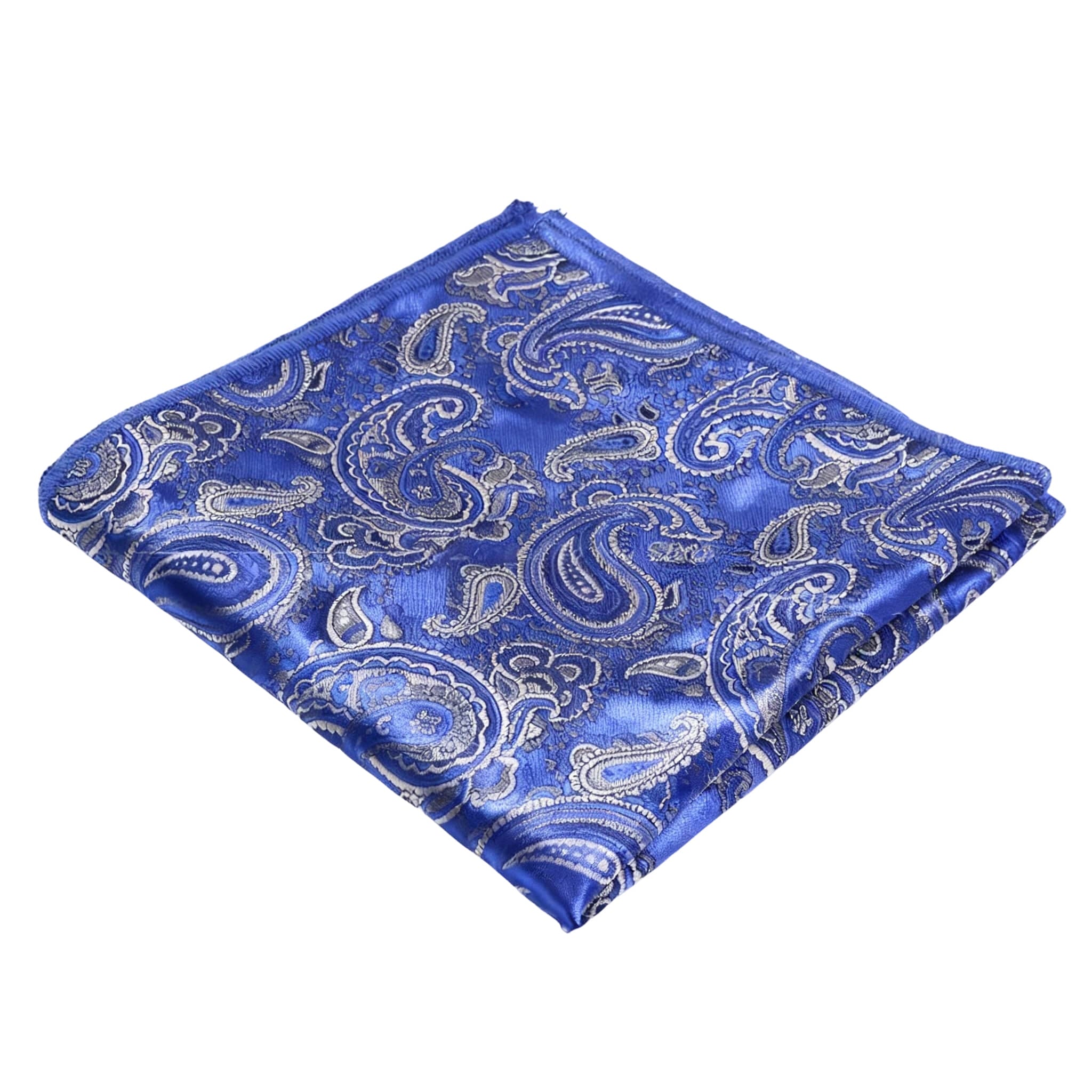 Blue Silver Paisley Pocket Square