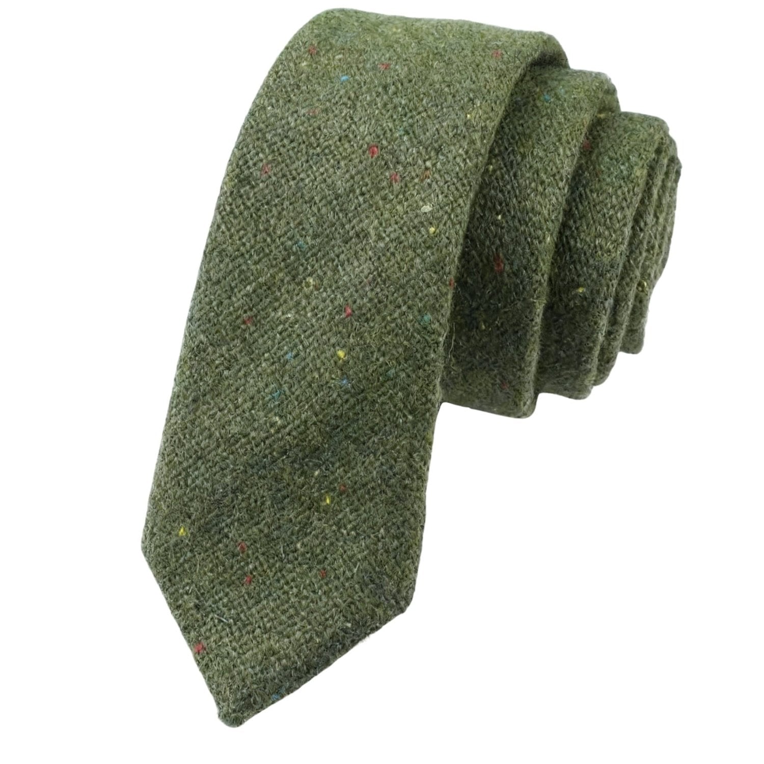 Green Necktie With Multicolor Dots