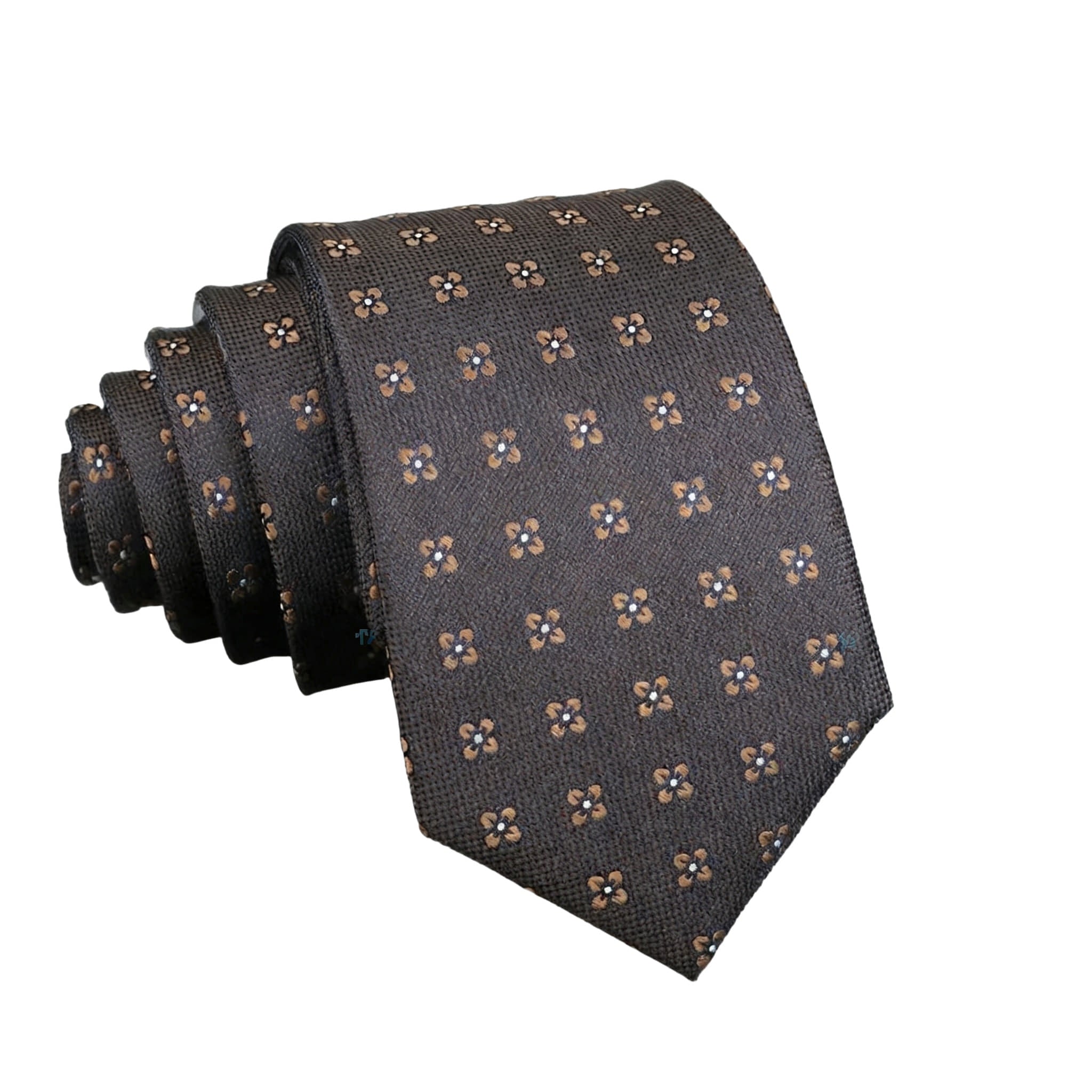 Brown Gold Floral Necktie