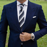 Dark Gray with White Stripe Necktie