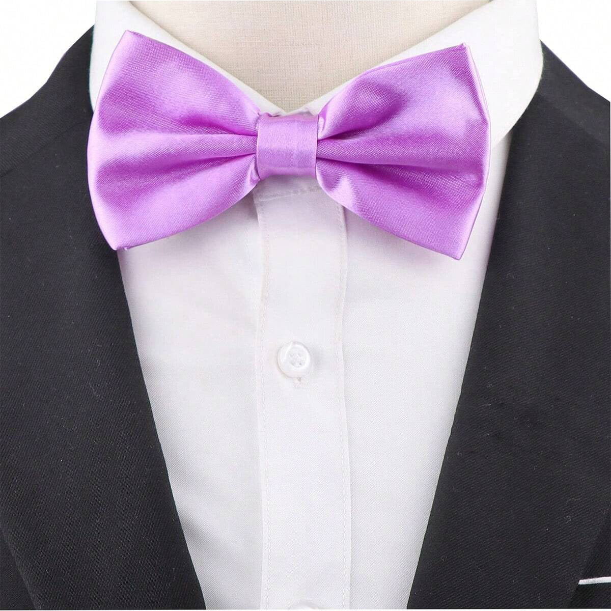 ZONFAZ Silk Solid Color Bowtie for Men Classical Formal Casual Wedding Business Bow Tie