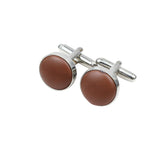 Brown Silver Plain Cufflink