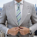 Light Green With Tri - Color Diagonal Stripes Necktie