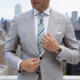 Light Green With Tri - Color Diagonal Stripes Necktie