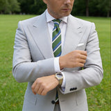 Green with Blue White Stripes Necktie