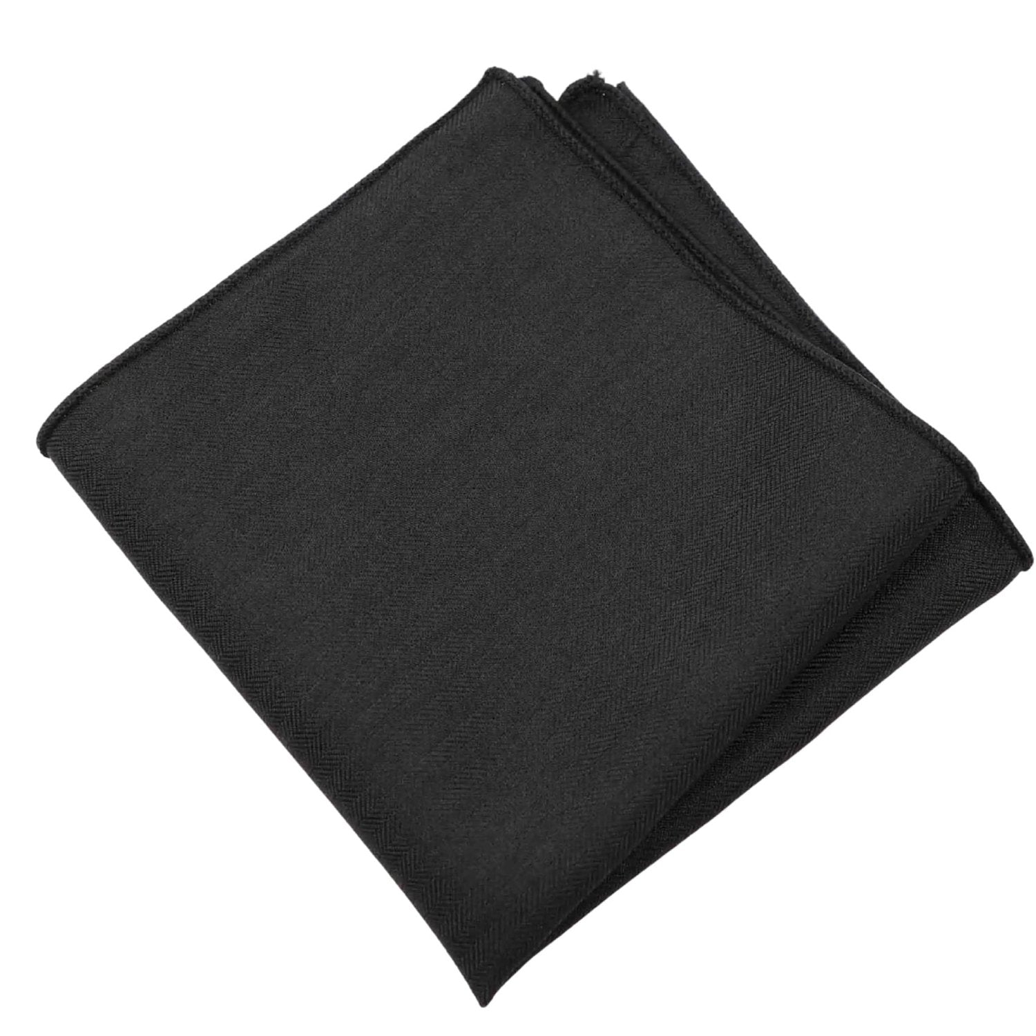 Black with Black Herringbone Pocket Square