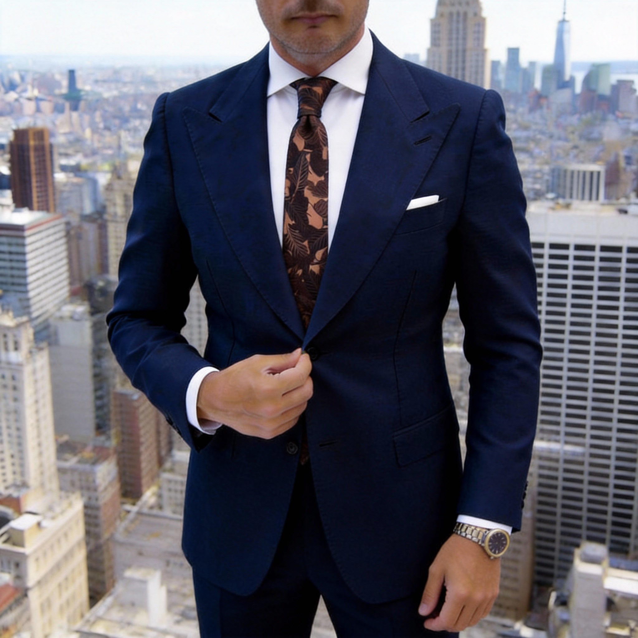 Brown Tan Floral Necktie