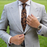 Brown Gold Floral Necktie
