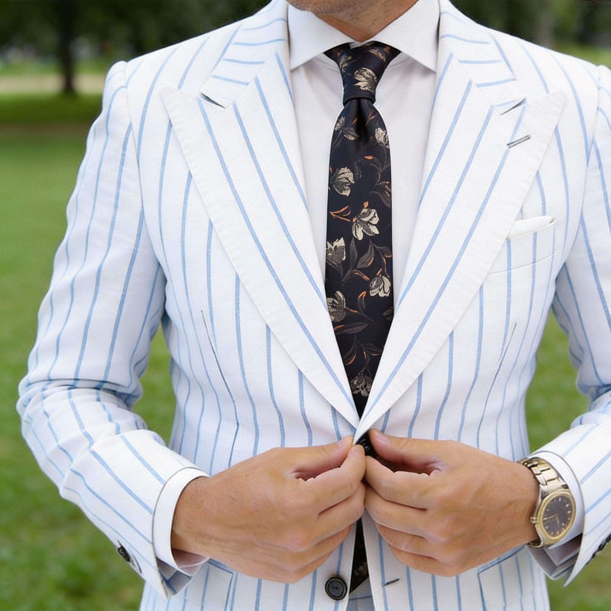 Brown Tan Floral Necktie