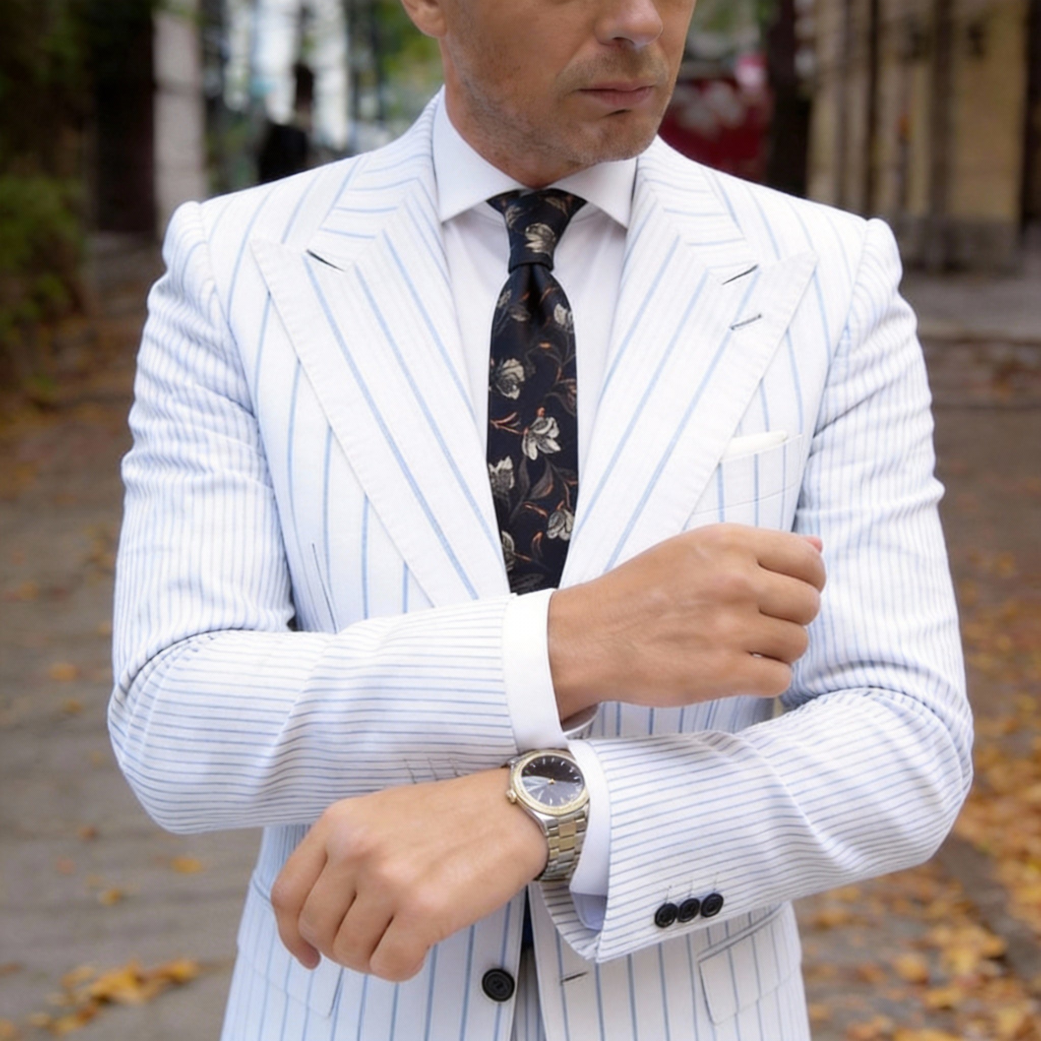 Brown Tan Floral Necktie