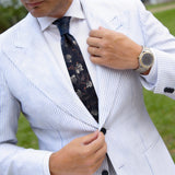 Brown Tan Floral Necktie