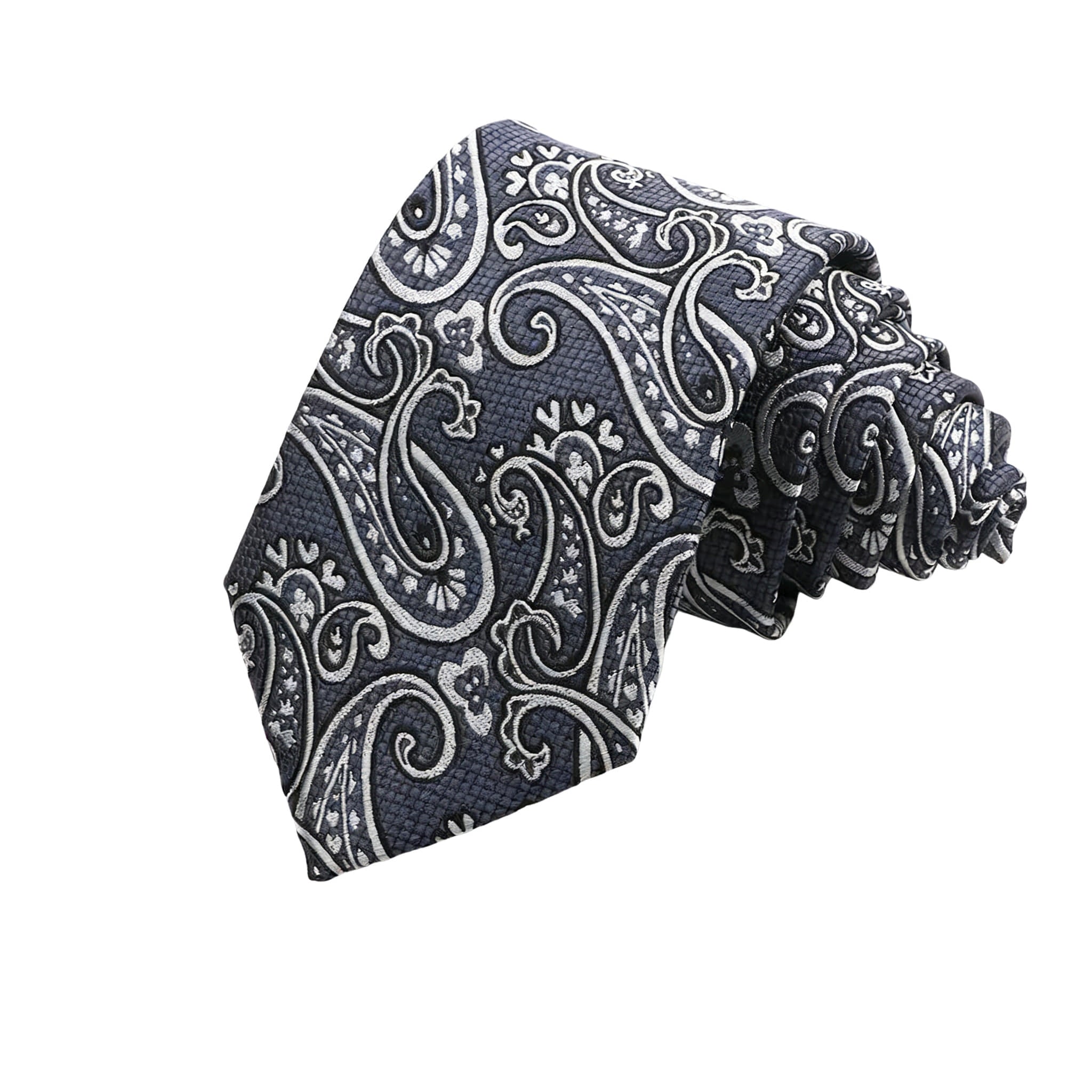 Gray Silver Paisley Necktie