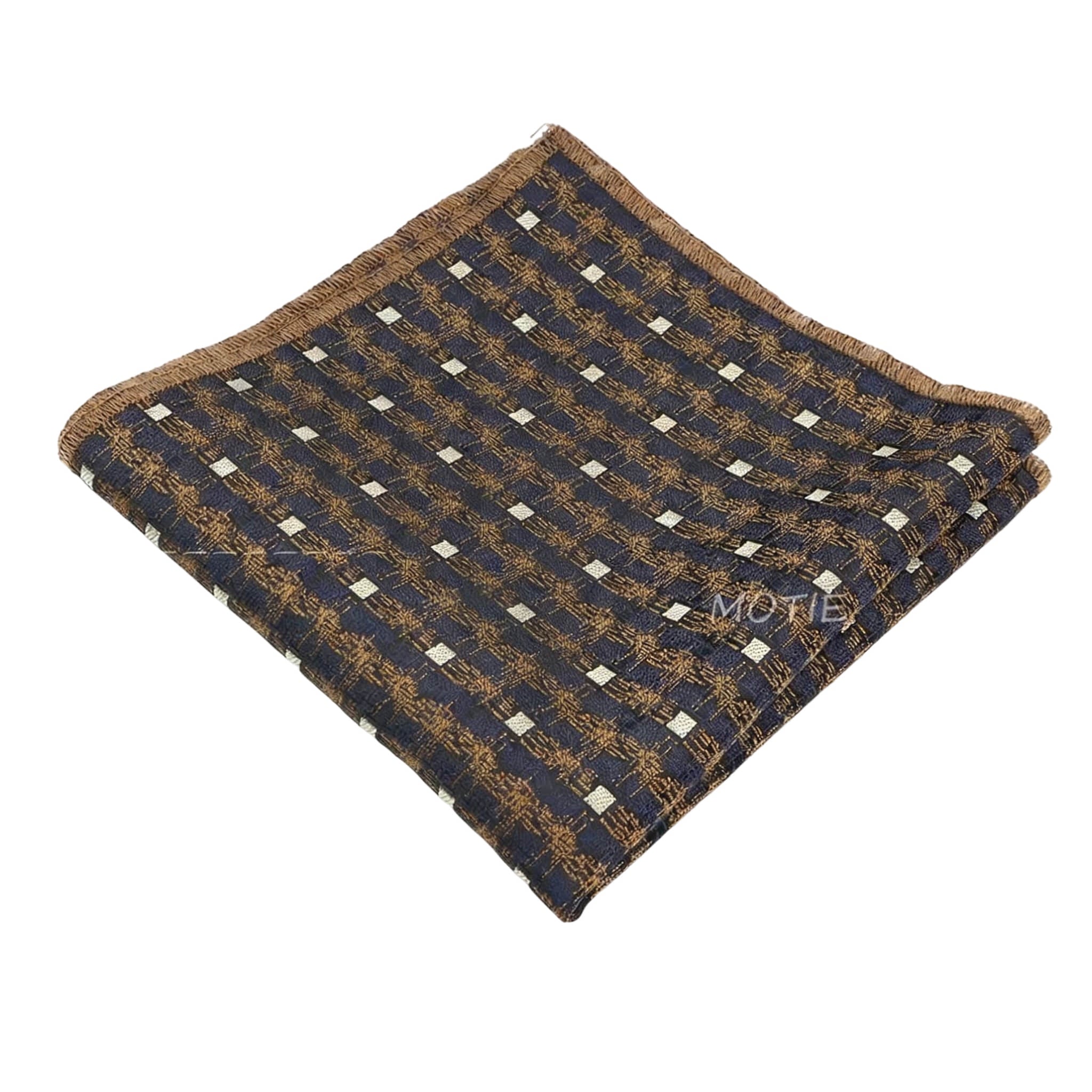 Navy Blue White Plaid Pocket Square