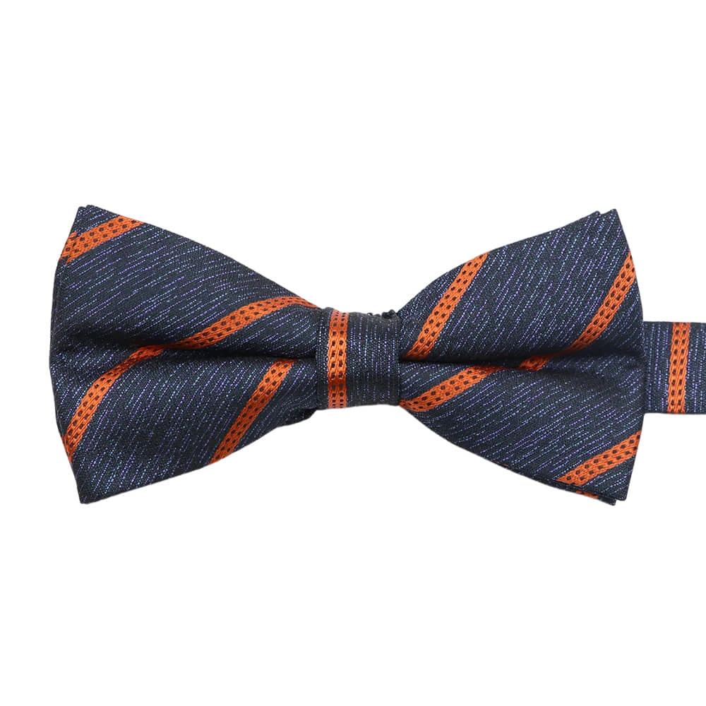Navy Blue Orange Striped Bowtie