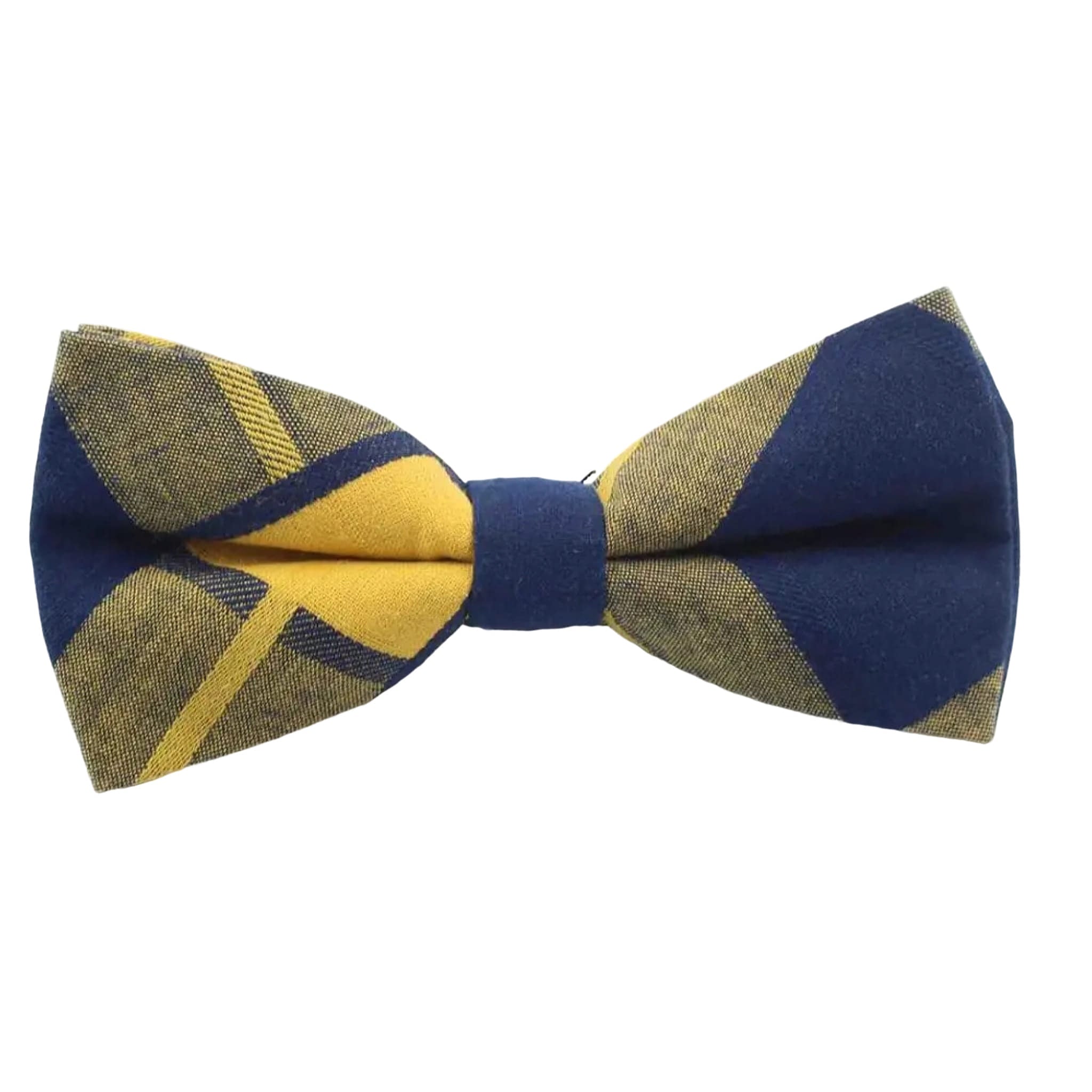 Navy Yellow Check Bow Tie