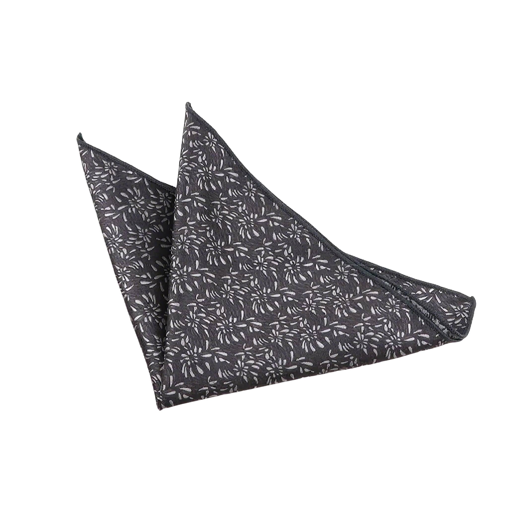 Gray White Floral Pocket Square