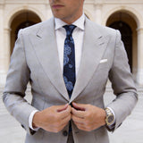 Black Blue Floral Necktie