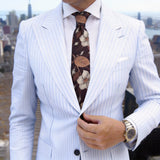 Brown Beige Floral Necktie