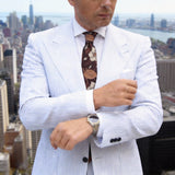 Brown Beige Floral Necktie