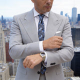 Gray Blue Floral Necktie