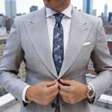 Gray Blue Floral Necktie