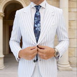 Blue Gray Floral Necktie