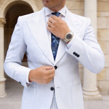 Blue Gray Floral Necktie