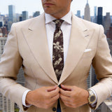 Brown Beige Floral Necktie