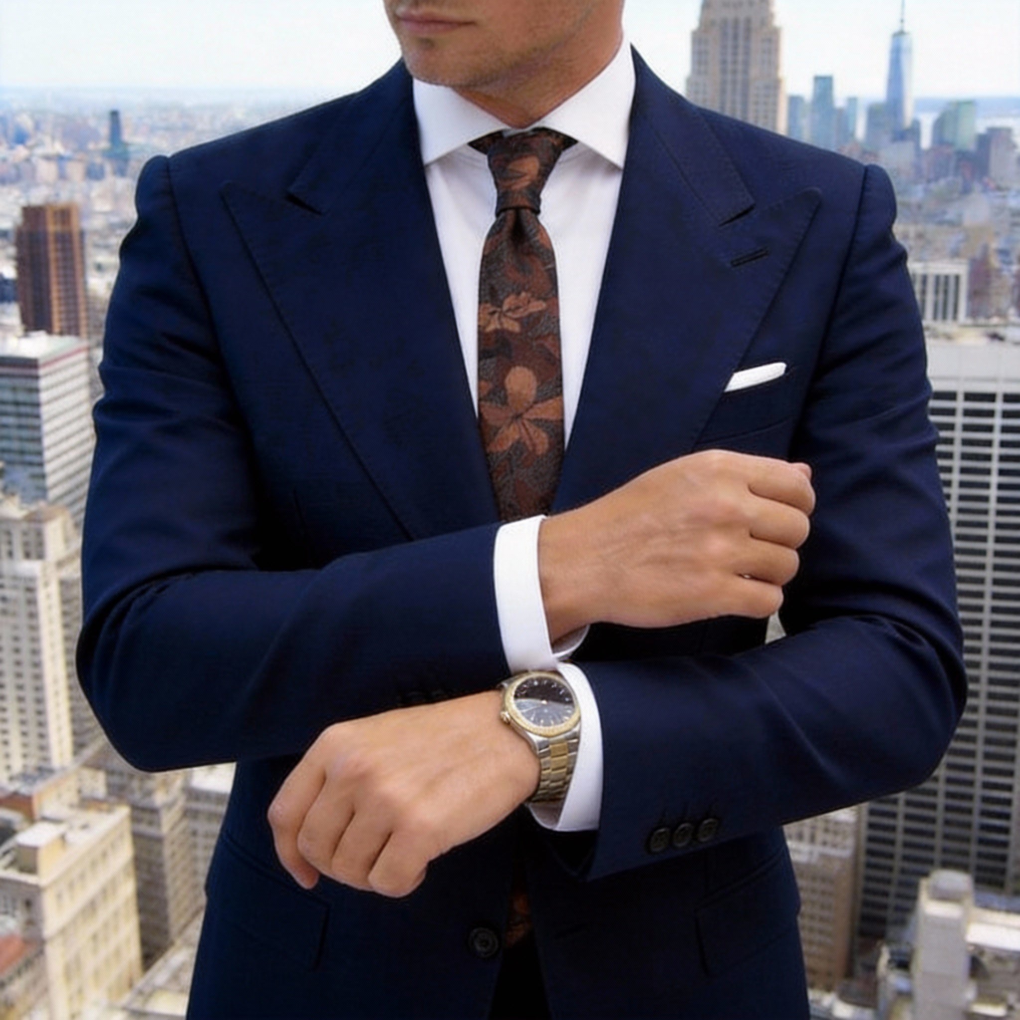 Brown Brown Floral Necktie