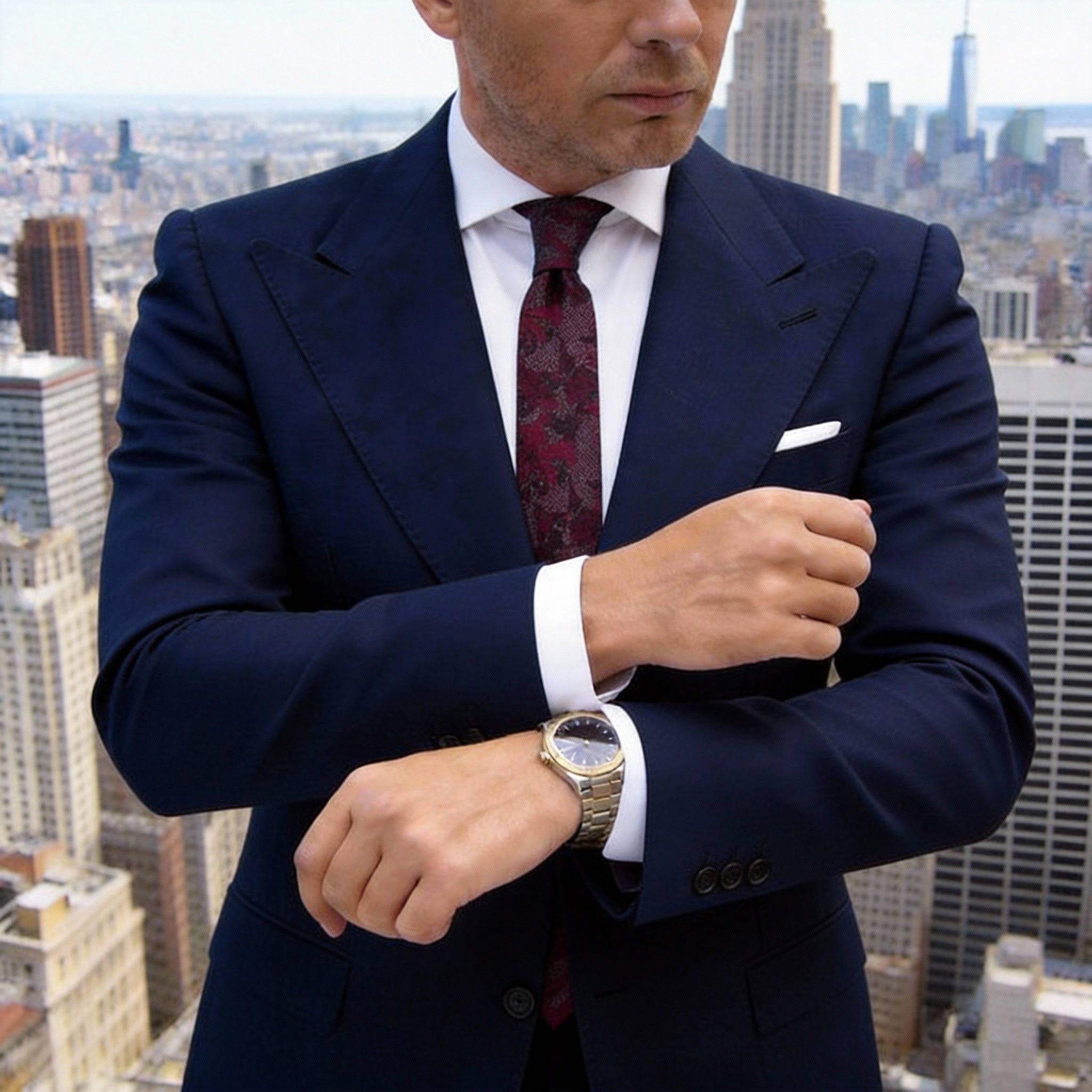 Burgundy Red Floral Necktie