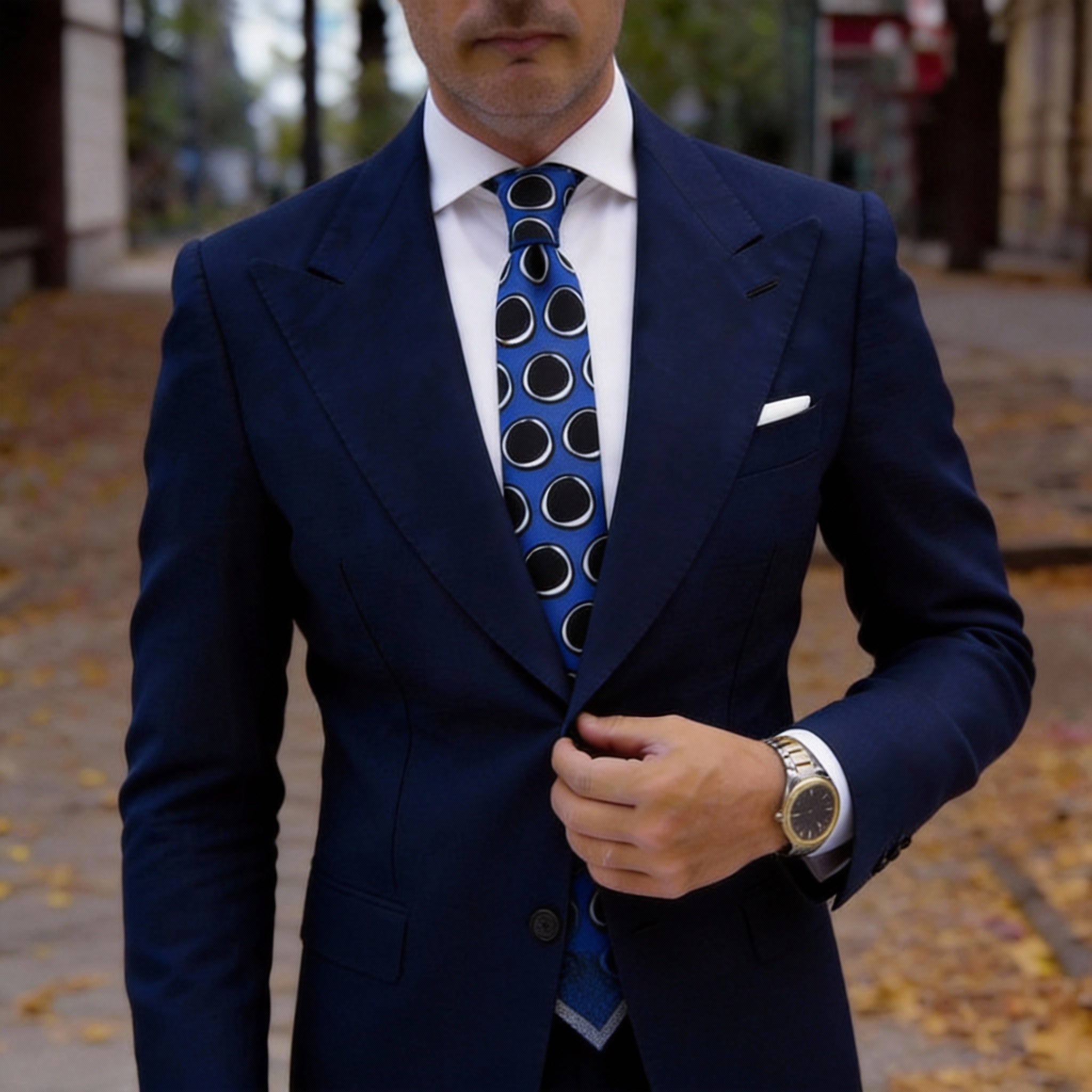 Blue With Black Circles Necktie